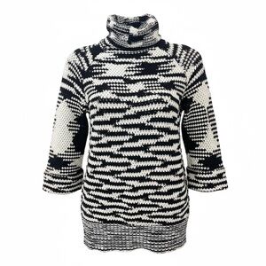 Missoni Black & White Wool blend Knit Roll Neck Sweater